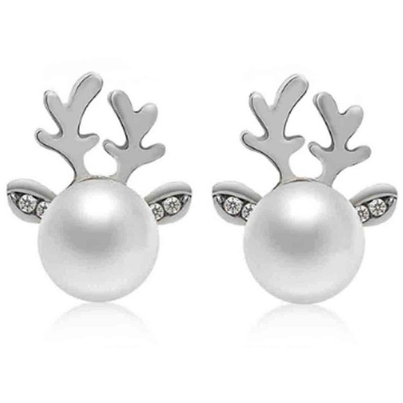 Gascoigne Jewelry - Reindeer Christmas Holiday Earrings Faux Pearl